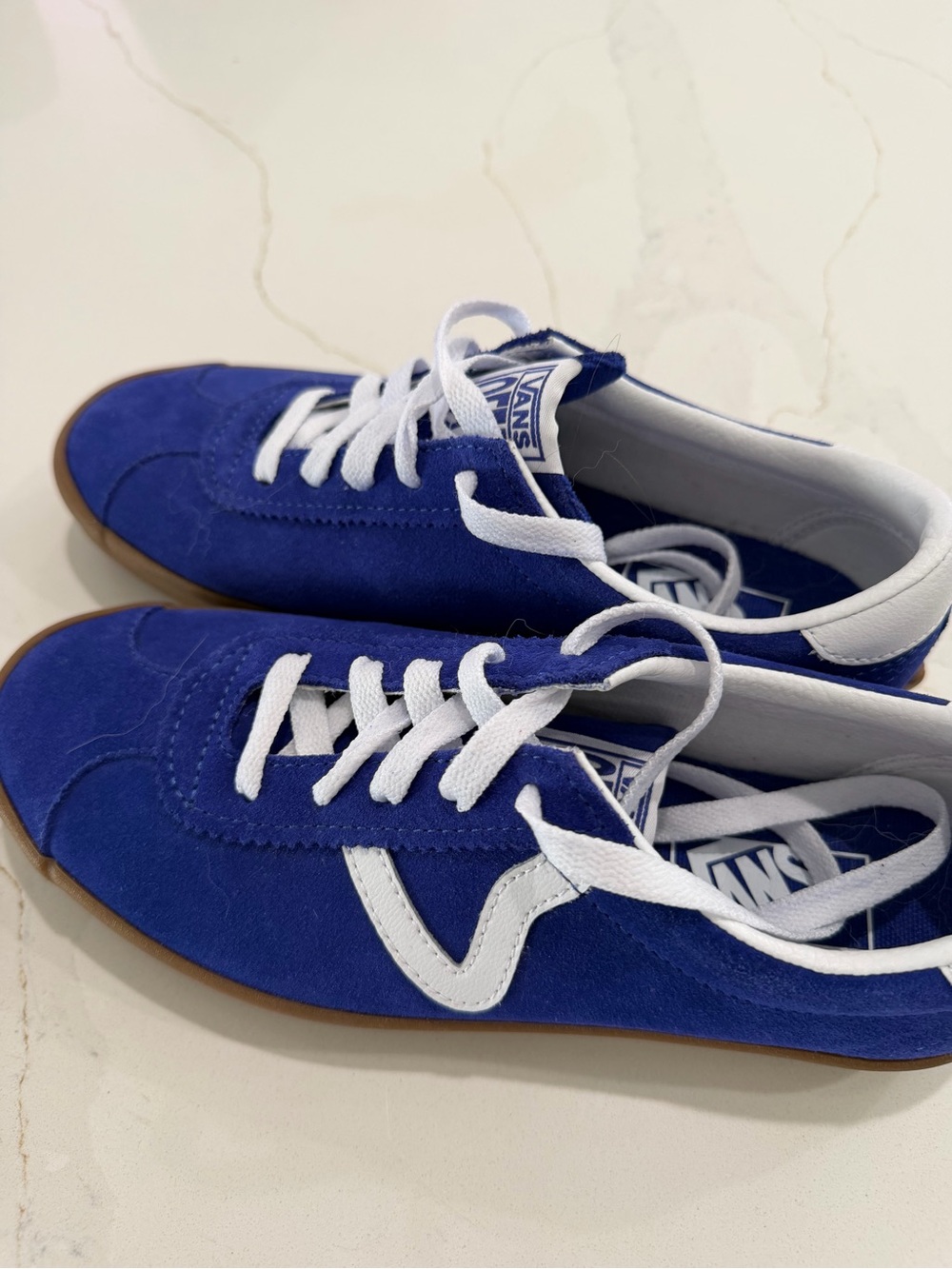 Vans Womans Blue  Suede Sneakers with White Accents